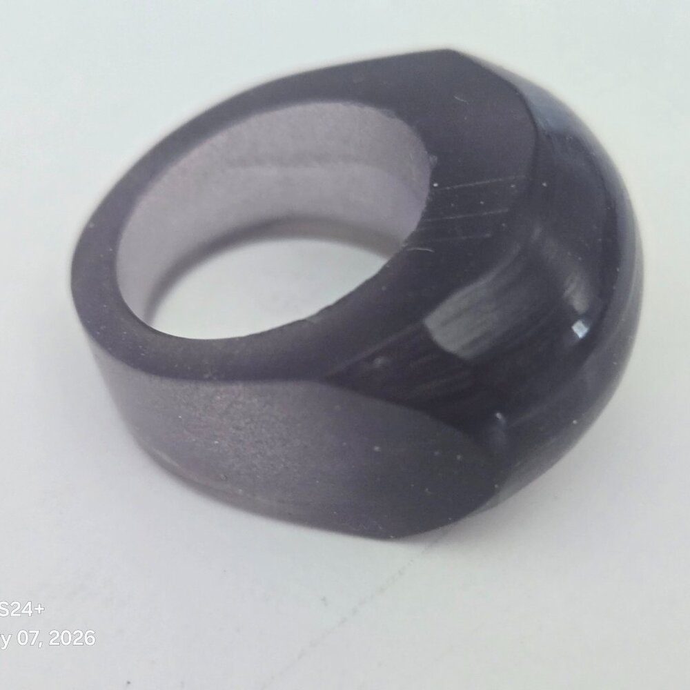 Vintage Lucite Carved Geometric Shape Dome Ring